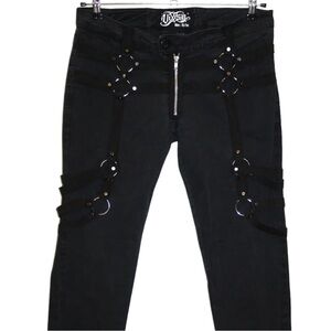 Vixxsin Goth Punk Bondage O-Ring Zipper Pants 28 Tripp